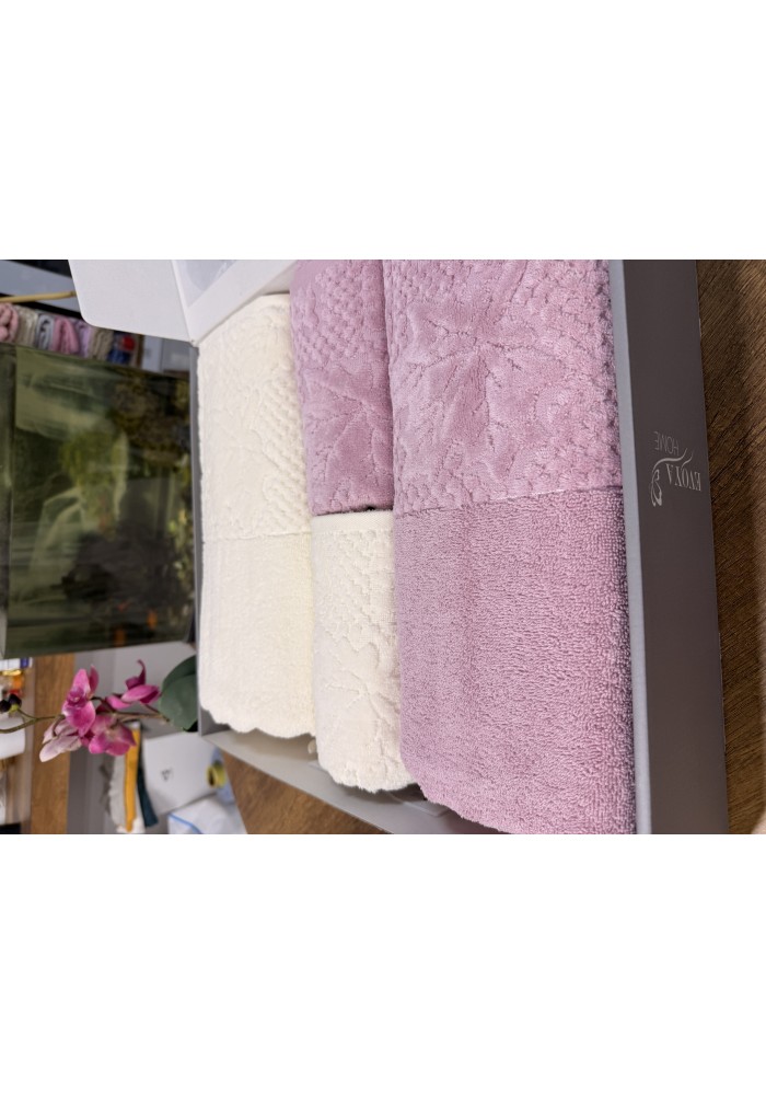 KISMİ KADİFE HAMAM TAKIMI ÇINAR DESEN %100 PAMUK 50-90 2 ADET+90-150 2 ADET 2